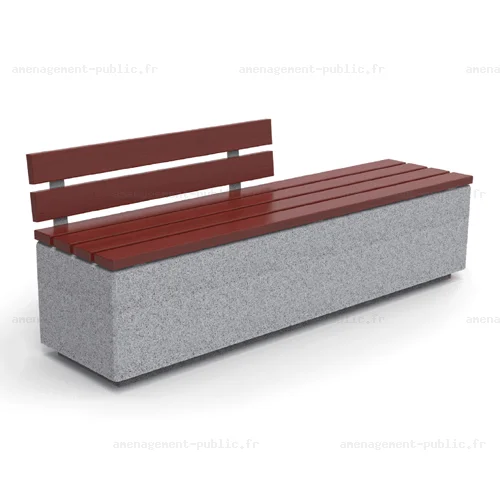 Banc cubique béton (Dossier bois)